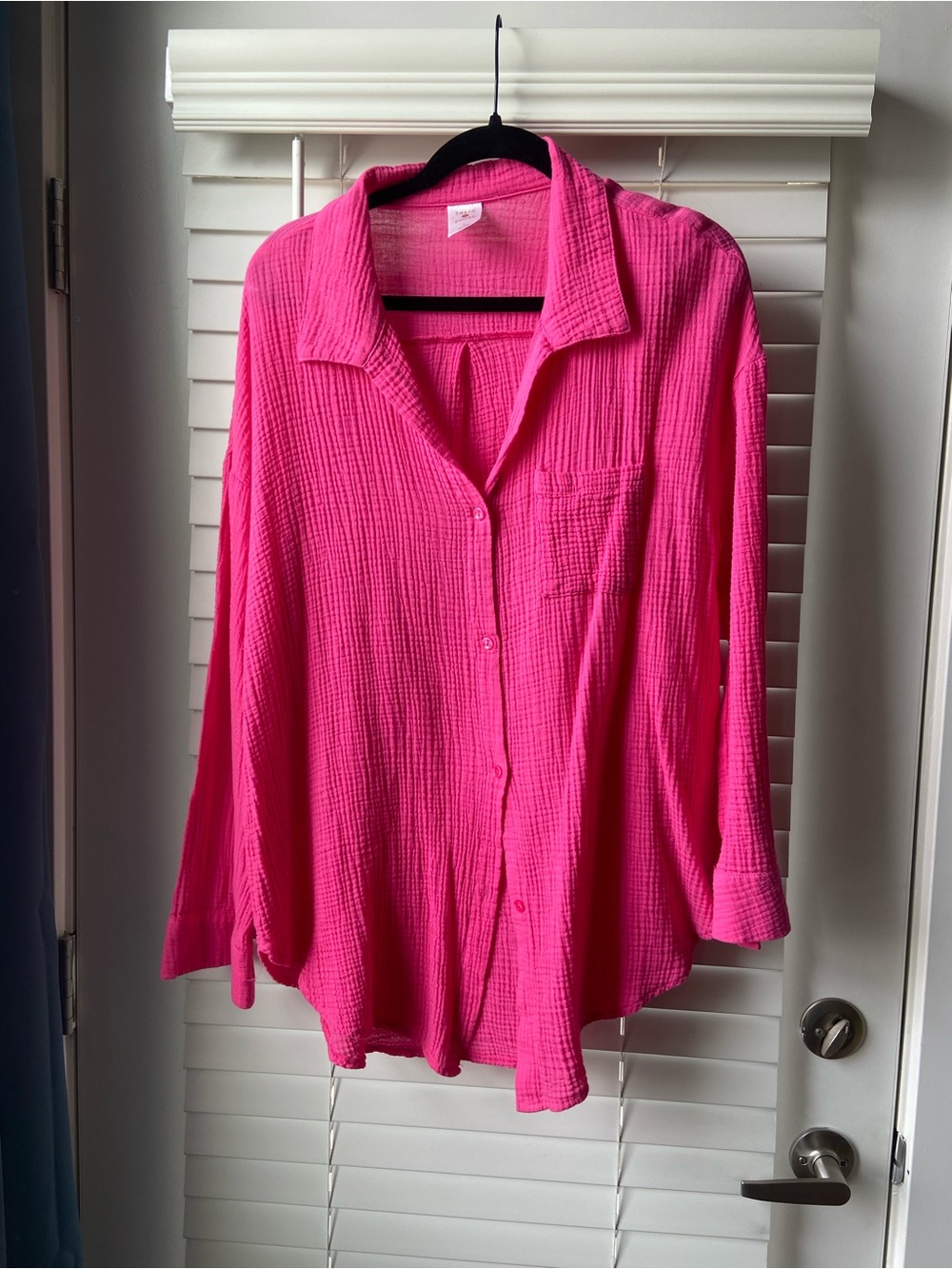 Shade & Shore Vibrant Hot Pink Textured Button-Down Shirt